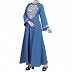 Embroidered umbrella dress abaya- French Blue Embroidered umbrella dress abaya- French Blue